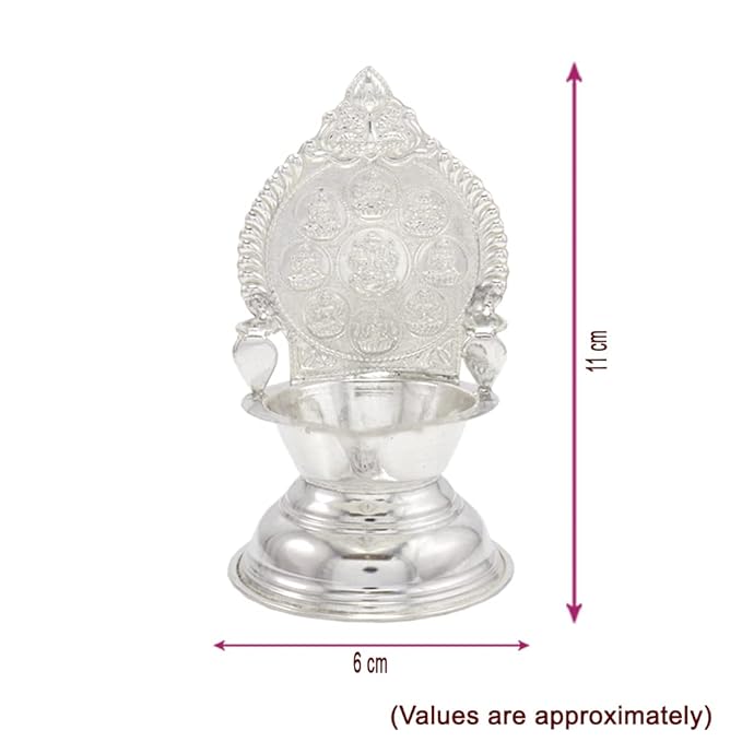 Sterling Silver Astalakshmi Diya, Deepa, Lamp/Vilakku(40gram