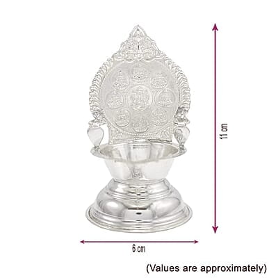 Sterling Silver Astalakshmi Diya, Deepa, Lamp/Vilakku(40gram Sterling Silver Astalakshmi Diya, Deepa, Lamp/Vilakku(40gram