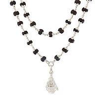 Original Karungali Mala with Silver Ayyappan Pendant – Spiritual Black Wood Mala