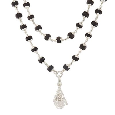 Original Karungali Mala with Silver Ayyappan Pendant – Spiritual Black Wood Mala Original Karungali Mala with Silver Ayyappan Pendant – Spiritual Black Wood Mala