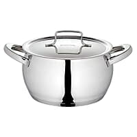 Borosil Stainless Steel Handi Casserole With Lid, Induction friendly, Impact Bonded Tri-ply Bottom, 2.1L