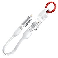 Portronics Keylink 4-in-1 Keychain Cable – 25cm USB, Type-C & Micro-USB for Compact On-the-Go Charging