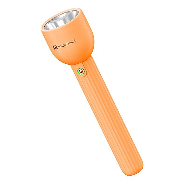 Portronics Eco Glow LED Torch – USB, Orange. Compact and lightweight, this rechargeable torch features bright LED light, durable design, and convenient USB charging for on-the-go illumination.