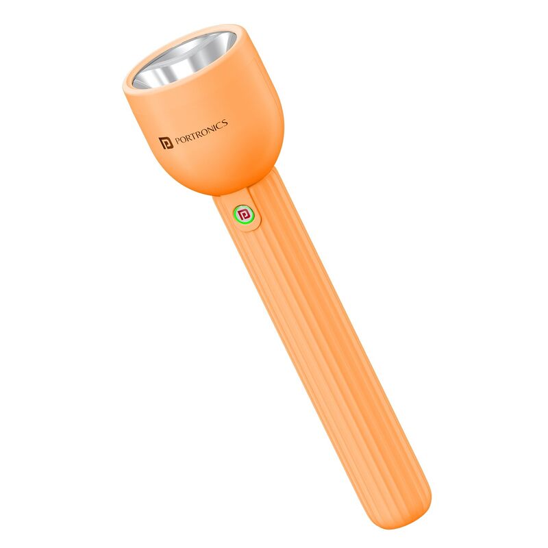 Portronics Eco Glow LED Torch – USB, Orange. Compact and lightweight, this rechargeable torch features bright LED light, durable design, and convenient USB charging for on-the-go illumination.