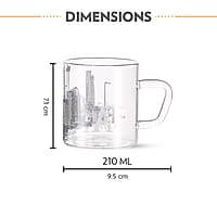 Borosil Vision Roma Tea n Coffee Classic Mug Set of 6 Pcs 210 ml | Borosillicate Glass, Microwave Safe, Scratch Resistance, Lightweight | for Chai, Green Tea, Milk