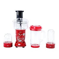 Wonderchef Nutri-blend BOLT Food Processor & Atta Kneader 600W 22000 RPM 4 unbreakable jars with Sipper lid Red