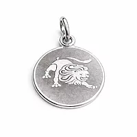925 Sterling Silver Leo Zodiac Pendant for Men & Women | Astrology Lion Charm Necklace | Round Engraved Horoscope Jewelry
