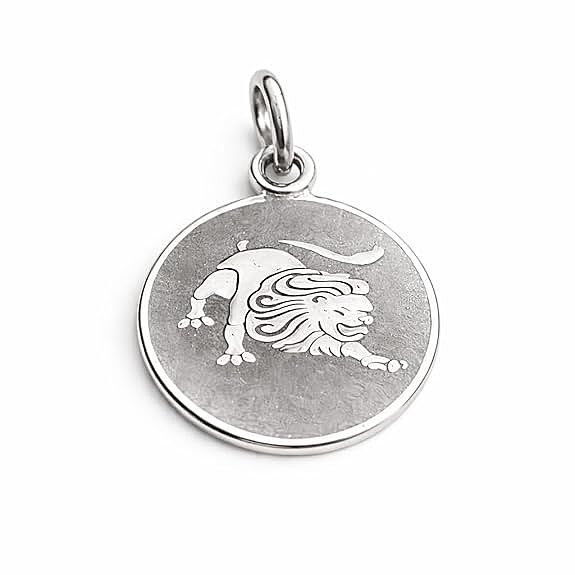 925 Sterling Silver Leo Zodiac Pendant for Men & Women | Astrology Lion Charm Necklace | Round Engraved Horoscope Jewelry