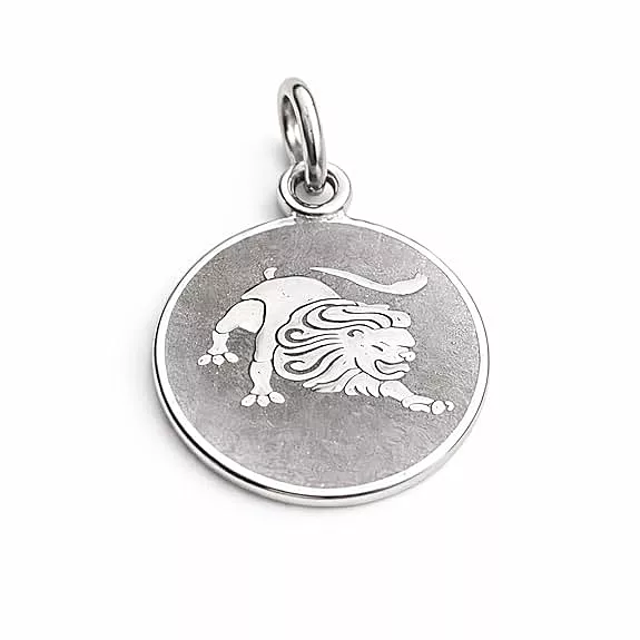 925 Sterling Silver Leo Zodiac Pendant for Men & Women | Astrology Lion Charm Necklace | Round Engraved Horoscope Jewelry