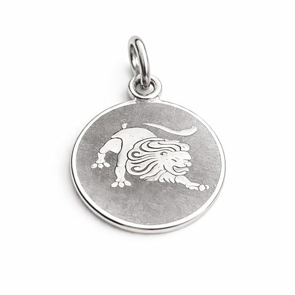 925 Sterling Silver Leo Zodiac Pendant for Men & Women | Astrology Lion Charm Necklace | Round Engraved Horoscope Jewelry