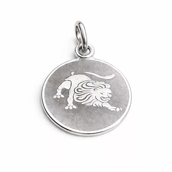 925 Sterling Silver Leo Zodiac Pendant for Men & Women | Astrology Lion Charm Necklace | Round Engraved Horoscope Jewelry