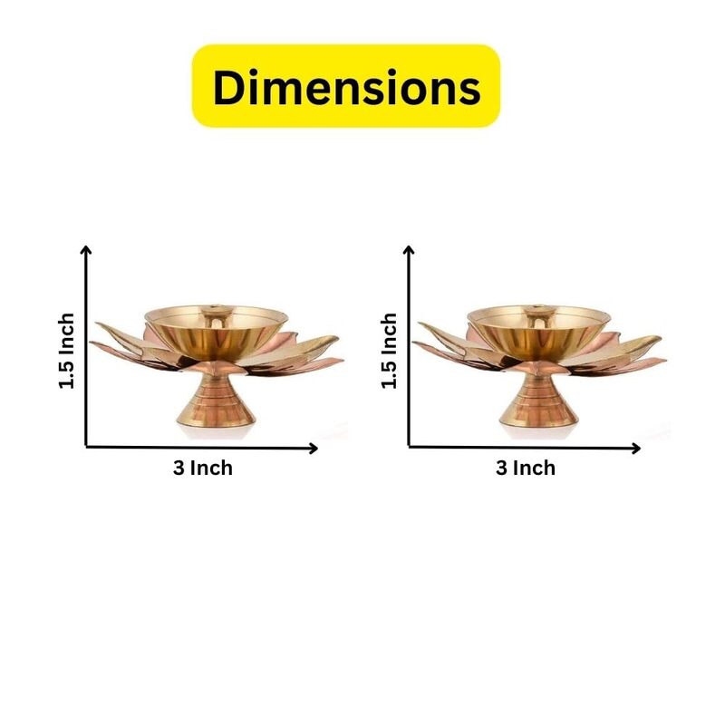 Collectible India Set of 8 Brass Diya for Puja Oil Lamp Lotus Shape - Deepak for Pooja Diwali Decoration Items - Diwali Gift - Return Gift