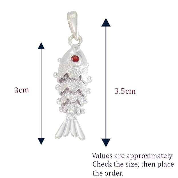 Sterling Silver Chain With Fish Pendant Modern Style For Men