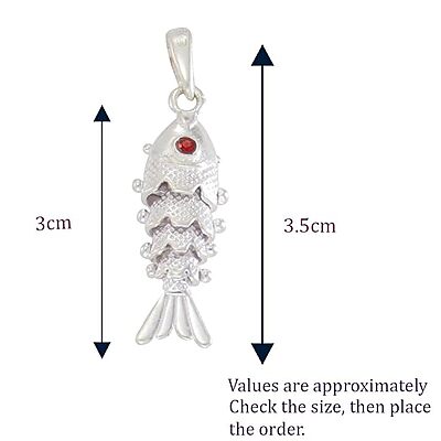 Sterling Silver Chain With Fish Pendant Modern Style For Men