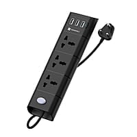 Portronics Power Plate II Extension Board - 1500W - 3 USB Ports, 3 Power Sockets, Overload Protection