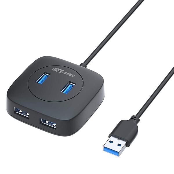 Portronics Mport 4A – 4-Port USB 3.0 Hub, 5Gbps Speed, compact design, plug and play, compatible with various devices, ideal for expanding USB connectivity, perfect for home and office use.