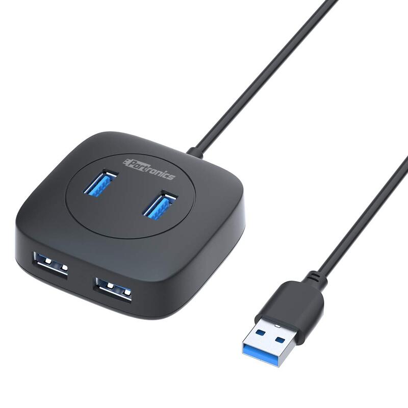 Portronics Mport 4A – 4-Port USB 3.0 Hub, 5Gbps Speed, compact design, plug and play, compatible with various devices, ideal for expanding USB connectivity, perfect for home and office use.