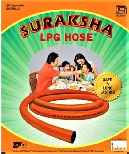 Suraksha LPG Hose Pipe | ISI Marked Steel Suitable for Indane/Bharatgas/HP Gas Length)