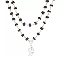 Karungali Mala with Silver Murugan, Vel & Tamil Om Pendant Spiritual Mala
