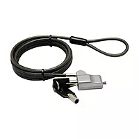 Lapcare LNS‑1803: ultra‑slim nano‑slot security lock with carbon‑steel cable, tubular key mechanism, PVC‑coated 1.8 m length, foam spacer, and 1‑yr warranty