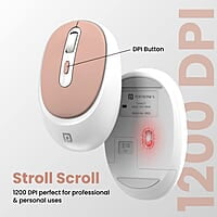 Portronics Toad 27 Wireless Mouse, Silent Buttons, 2.4 GHz with USB Nano Dongle for PC/Mac/Laptop, Auto Power saving Mode, Adjustable DPI Button