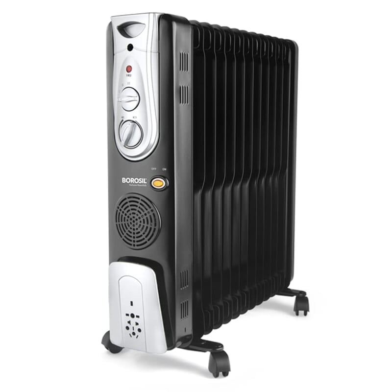 Borosil Volcano 13 Fin OFR | 3 Power Heating Mode, 2900W Oil Filter Filled Radiator Room Heater | Noiseless Operation, PTC Fan | 2 Years Warranty, Black