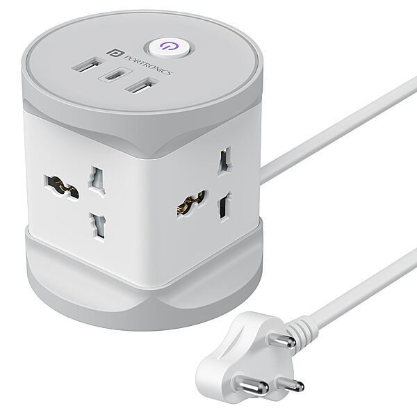 Portronics Power Plate 9 Pro 2500W Desktop Charging Station with 4 Sockets USB-A & Type-C