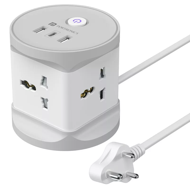 Portronics Power Plate 9 Pro 2500W Desktop Charging Station with 4 Sockets USB-A & Type-C