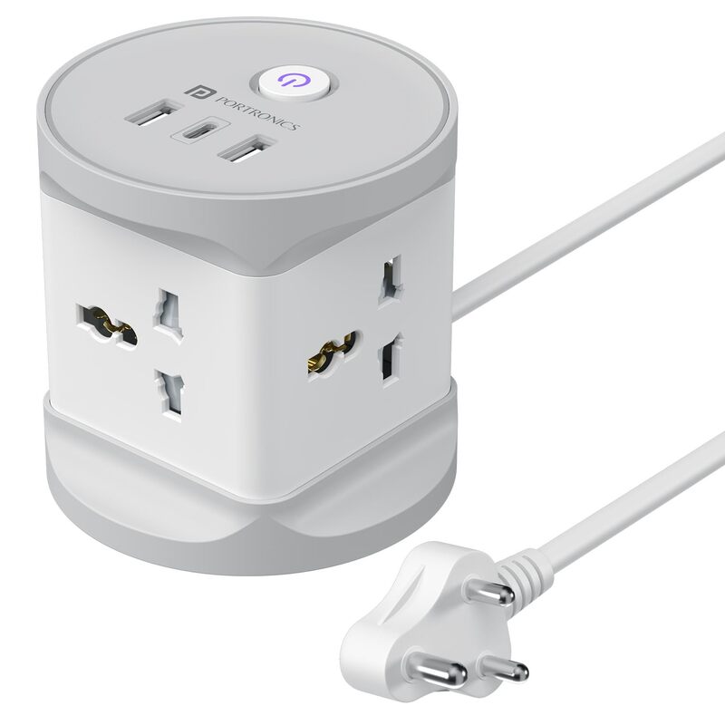 Portronics Power Plate 9 Pro 2500W Desktop Charging Station with 4 Sockets USB-A & Type-C