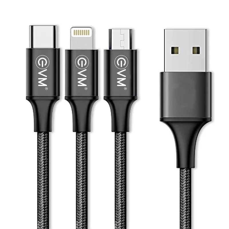 EVM M-3 3 in 1 Charging Cable - Black