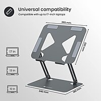 Portronics My Buddy K7 Laptop Stand – Metal Build | Foldable & Extendable | Grey | 1 Year Warranty