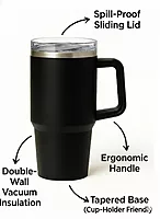 1200ml Steel Hot and Cold Tumbler - 1 straw