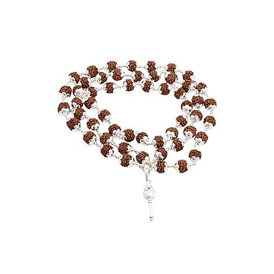 Original Rudraksha Mala in Silver with Vel Pendant Certified
