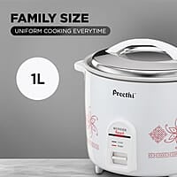 Preethi Electric Rice Cooker, 1 Litre, Single Pan, Anodized and Rustproof Aluminium Pan