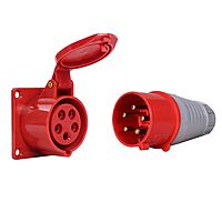 5 Pin/32A Industrial Socket With Plug IP44 Waterproof (Plug & Straight Socket set)