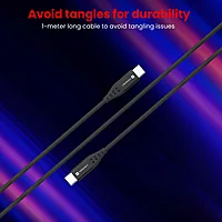 POR 1646 Konnect C1 C-C – 20W USB-C to USB-C Braided Cable | 1M | Black | 06 Months