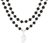 Karungali Mala with Silver Murugan, Vel & Tamil Om Pendant Spiritual Mala