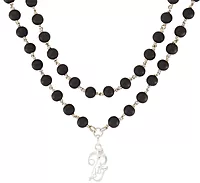 Karungali Mala with Silver Murugan, Vel & Tamil Om Pendant Spiritual Mala