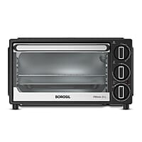Borosil Prima 21 liter Oven Toaster & Grill, With Convection Heating, 5 Heating Modes, Heat Efficient Low E-Glass, Black, 1300 Watts