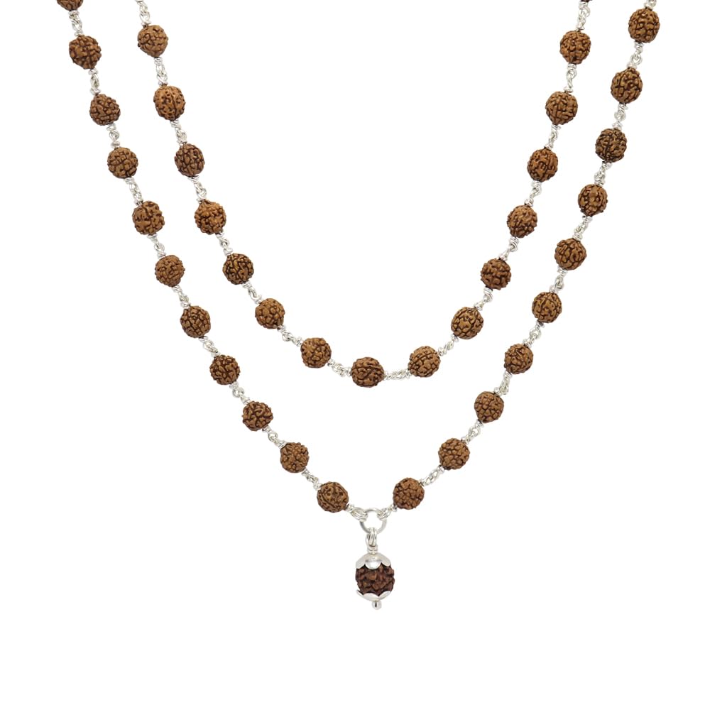 Silver Tied Rudraksha Mala