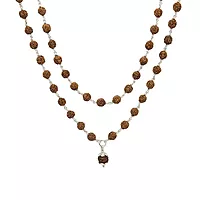 Silver tied Rudraksha Mala With Ruthratcham Pendant|With Certificate