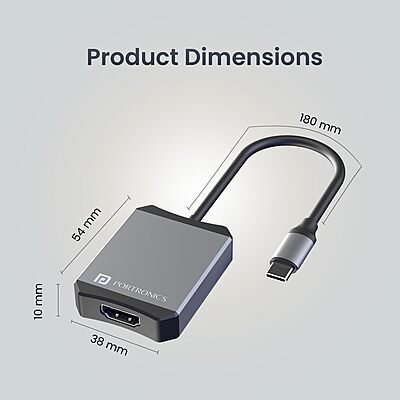 Portronics Mport X – Type-C to HDMI Adapter, 4K @ 60Hz, connects Type-C devices to HDMI displays, ensuring stunning visuals.