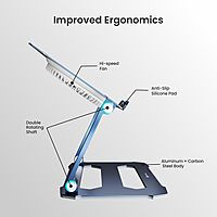 Portronics K10 Laptop Stand – Grey, Adjustable & Ergonomic