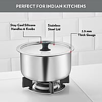 Borosil Cookfresh Tri-ply Stainless Steel Tope with Lid, Induction Friendly, 2.2 L, 18 cm Dia