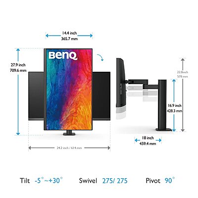 BenQ, 27-inch, 4K UHD, sRGB, HDR10, USB-C, Ergo Arm, 60Hz, PD2705UA