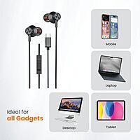 Corseca Sync Beat Wired Earphones – normal | 10mm Drivers | Extra Bass | Mic | Black