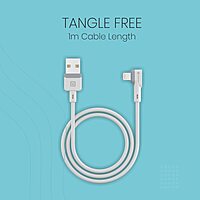 Portronics POR 1401 Konnect L USB-A to Lightning Cable – 3A | Nylon Braided | L-Shape | 1.2m White