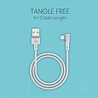 Portronics POR 1401 Konnect L USB-A to Lightning Cable – 3A | Nylon Braided | L-Shape | 1.2m White