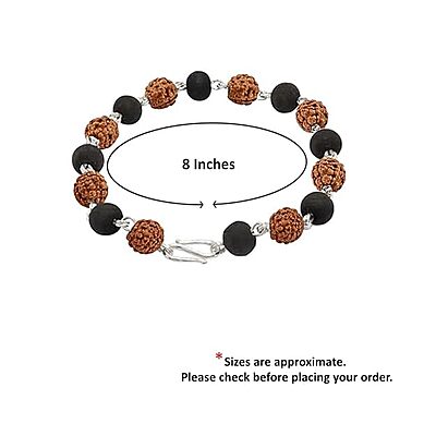 925 Sterling Silver Handmade Tied Rudraksha and Karungali Bracelet