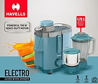Havells Electro 2 Jar 700 Watts Heavy Duty Juicer Mixer Grinder 2L Detachable Pulp Container